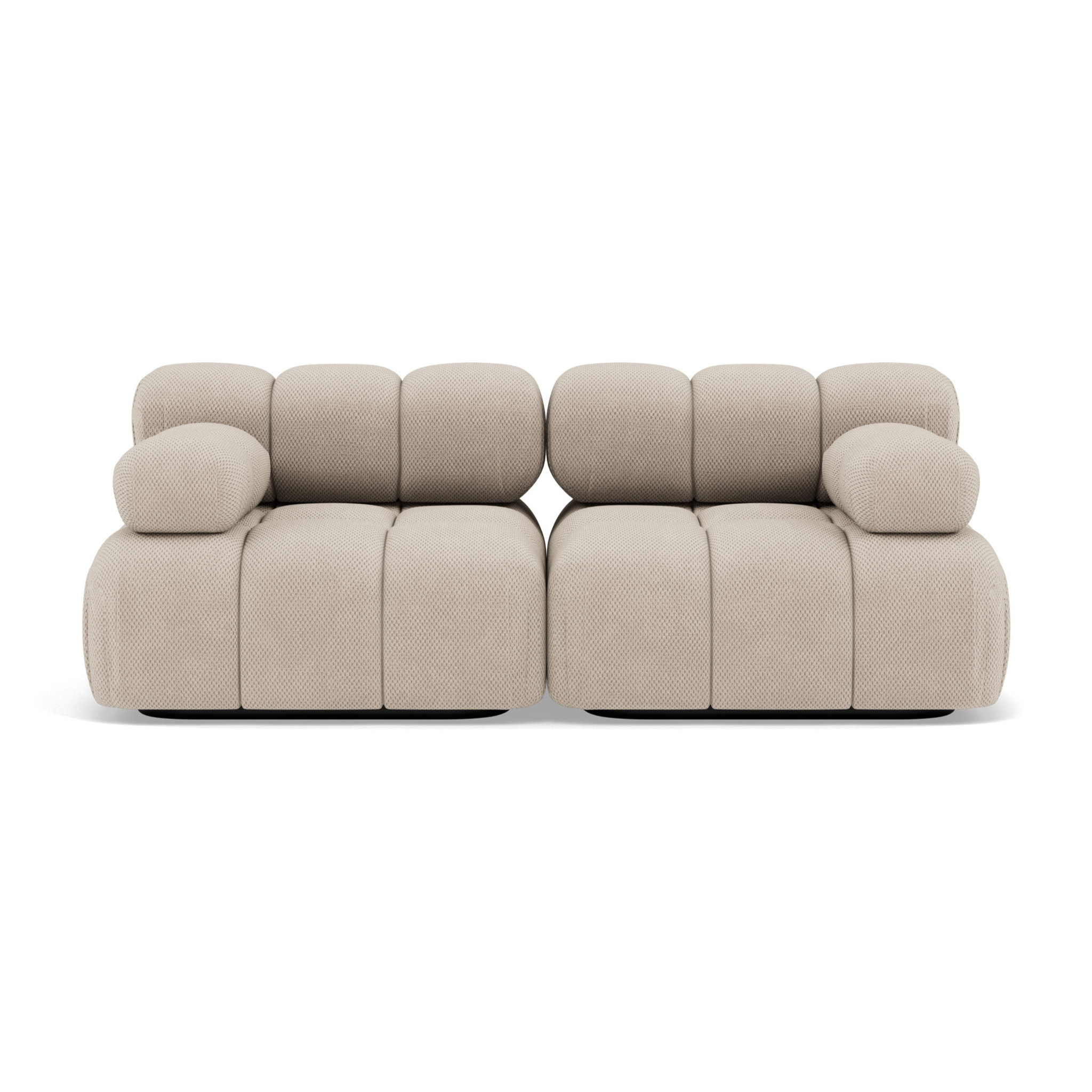 Ruby - canapé droit modulable 2 places en velours texturé - Beige