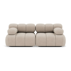 Ruby - canapé droit modulable 2 places en velours texturé - Beige