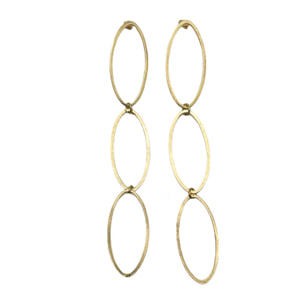 Pendiente triple oval colgante dorado