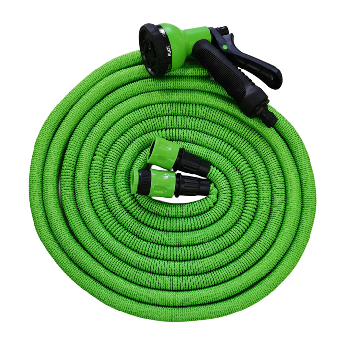 Pistola a spruzzo con 8 modalità d'uso e tubo estensibile in lattice da 15 m.