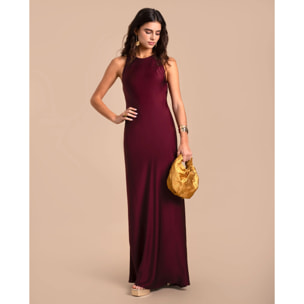 Vestido midi espalda descubierta y escote halter