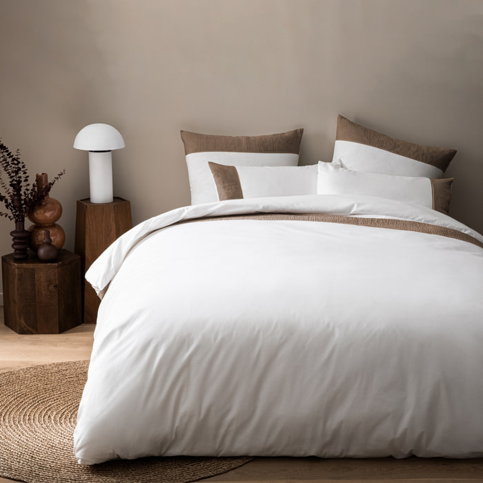 Housse de couette unie en percale de coton BIO, PLISSE TENDANCE
