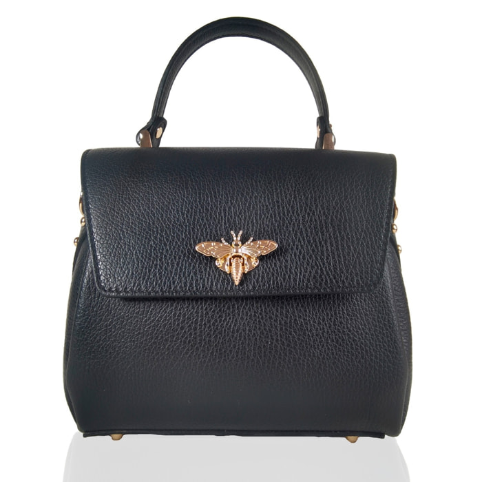 Borse Donna colore Nero-in pelle Made in Italy 22x22x12cm