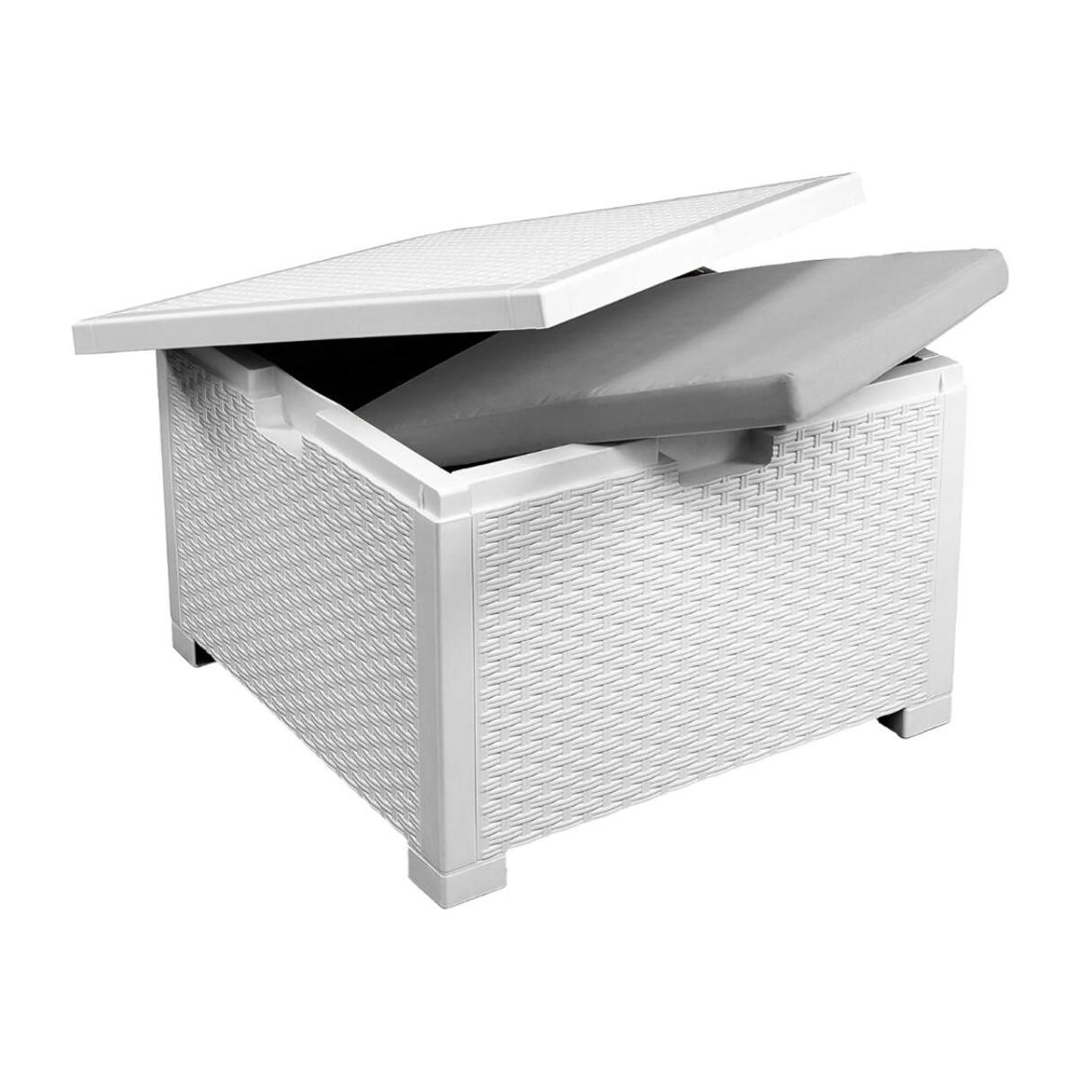 Set salotto da esterno Camini, Salottino outdoor, Set da balcone o giardino, Composizione soggiorno per esterni, Made in Italy, Bianco