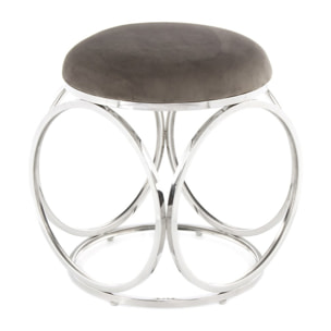 Pouf Whitney 300 Grigio e Argento in Velluto