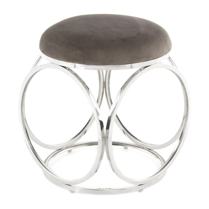 Pouf Whitney 300 Grigio e Argento in Velluto