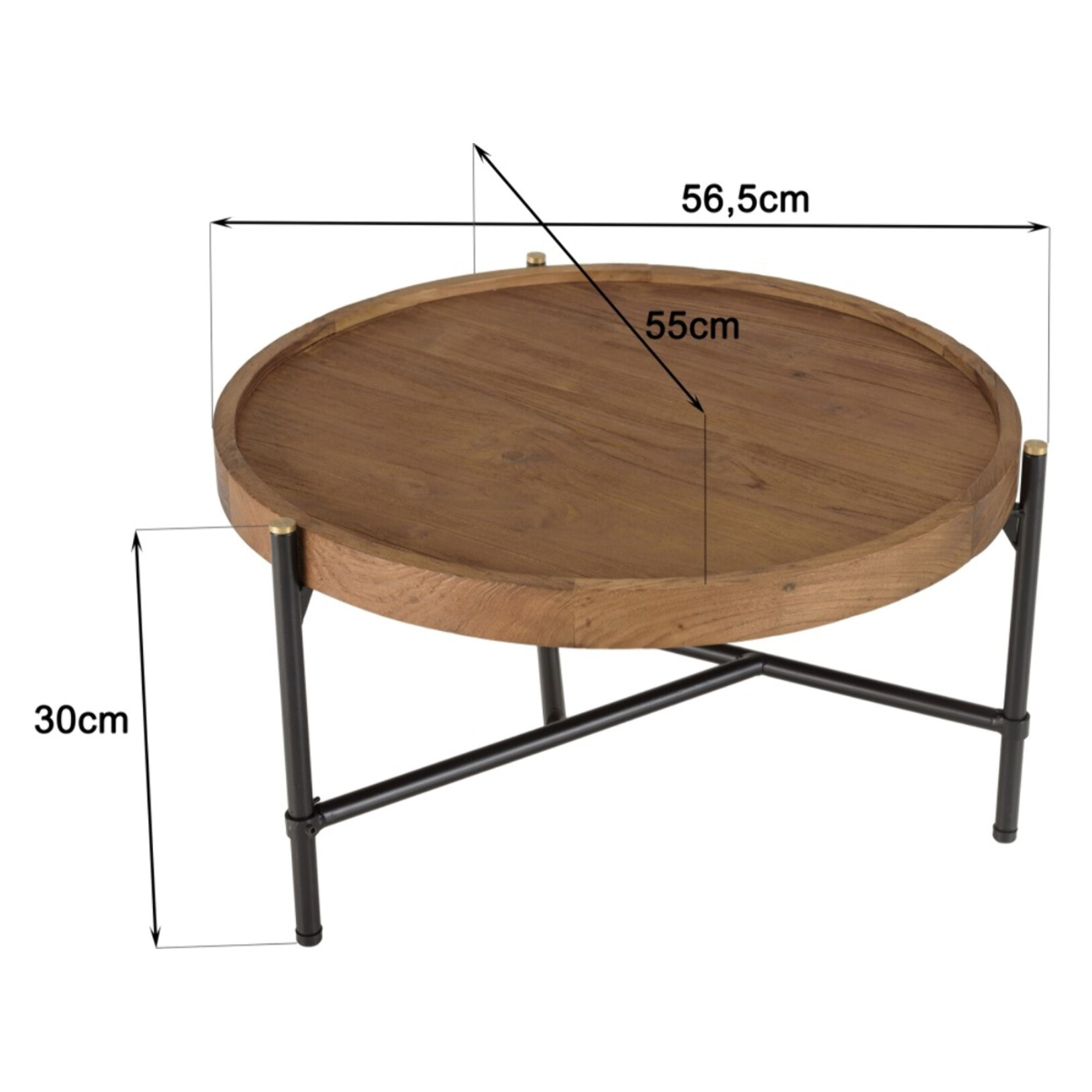 SIXTINE - Table basse ronde 58x58cm plateau en teck recyclé