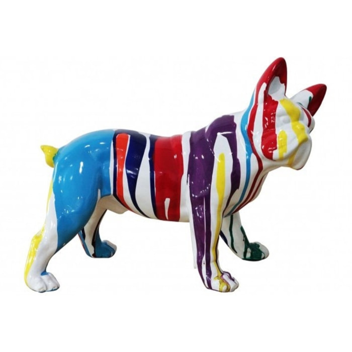 Statuette chien bouledogue multicolore en résine H32cm - MATEO