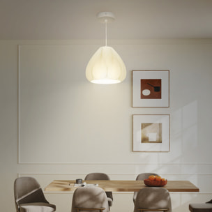 Lámpara Colgante Moderna Lámpara de Techo E27 con Pantalla de Impresión 3D Iluminación para Comedor Cocina Salón Bar Restaurante Blanco