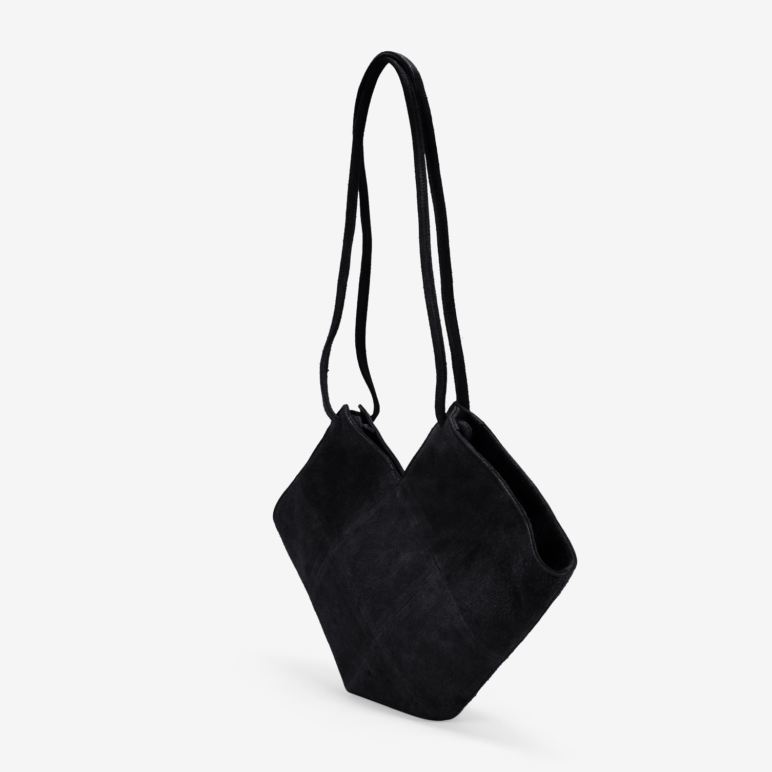 Bolso de hombro negro en serraje piel