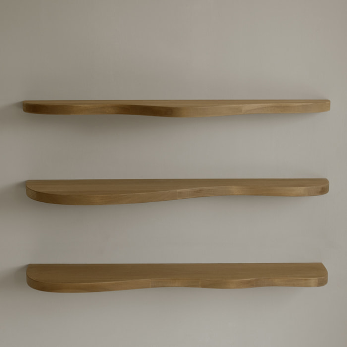 Lot de 3 étagères en bois massif de peuplier de 100cm Hauteur: 3.2 Longueur: 100 Largeur: 25