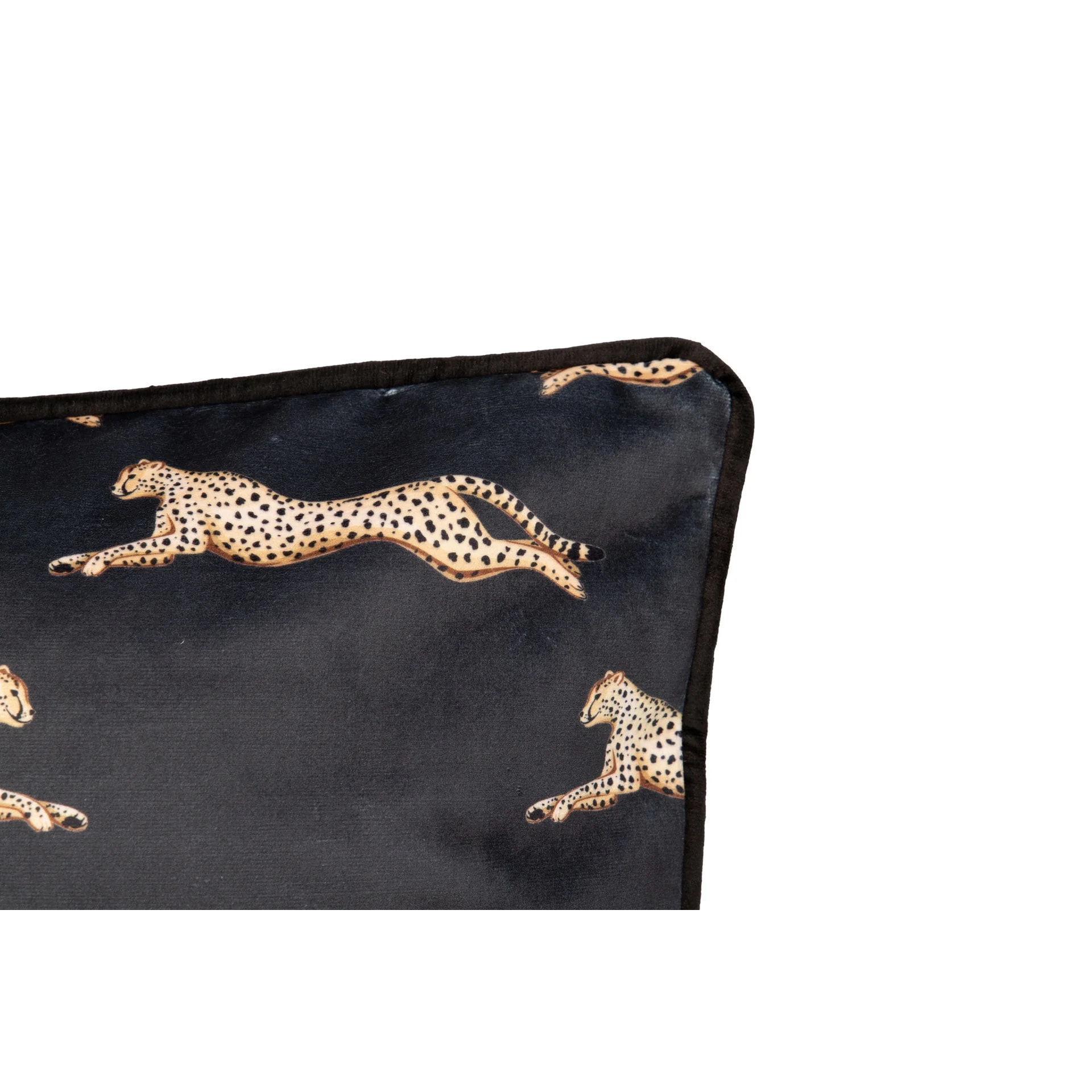 Cojin Velvet Leopardos Negro Dorado 45x13x45 Cm