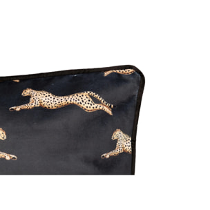 Cojin Velvet Leopardos Negro Dorado 45x13x45 Cm