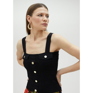 Top in maglia con bottoni
