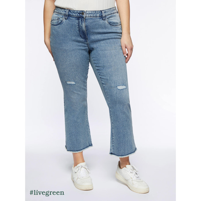 Fiorella Rubino - Jeans kick flare con strappi - Azzurro