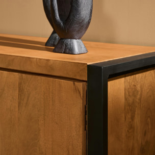 Petit meuble TV bois métal 1 tiroir 1 porte MILORA