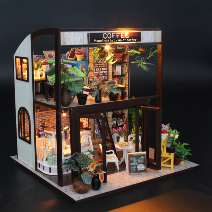 Café Viaje en el Tiempo. Maqueta 3D realista con gran detalle y luces led.