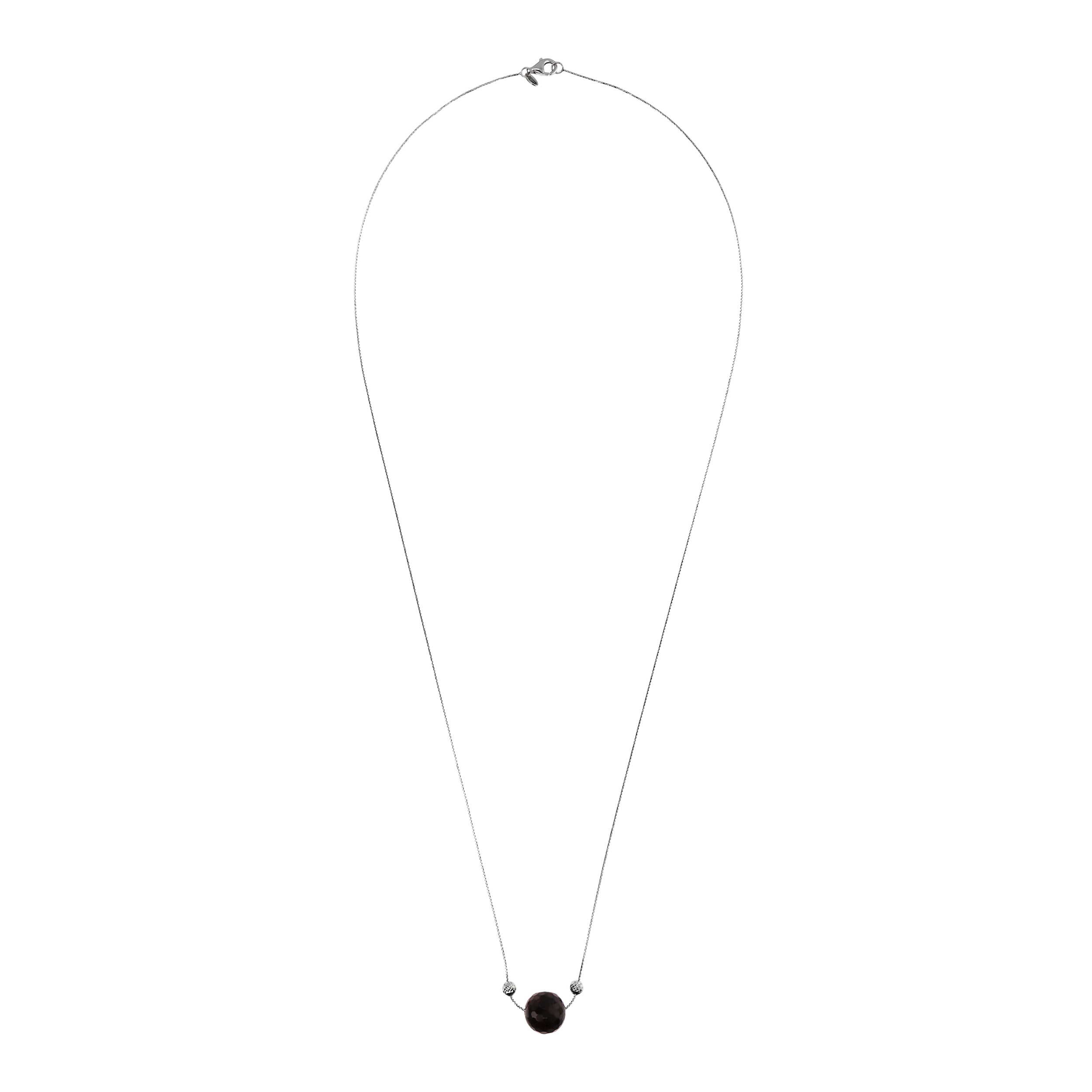 Collana Catena Veneziana con Pendente Sferico in Pietra Naturale Agata Sfaccettata in Argento 925 placcato Rodio