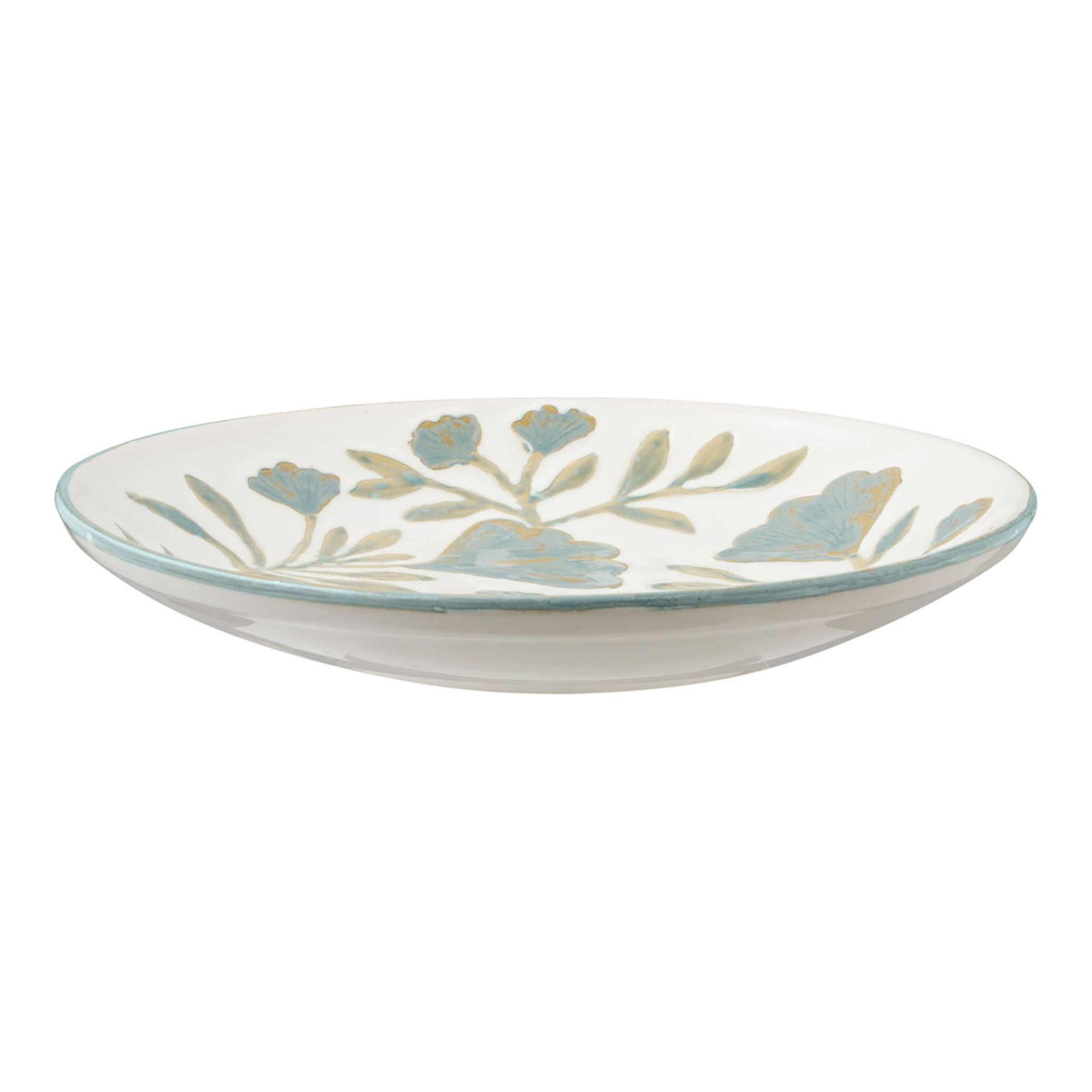 Vassoio decorativo in ceramica bianca con motivi floreali ø35,5 cm