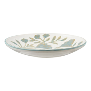 Vassoio decorativo in ceramica bianca con motivi floreali ø35,5 cm