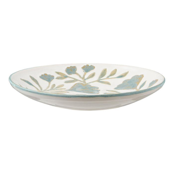 Vassoio decorativo in ceramica bianca con motivi floreali ø35,5 cm