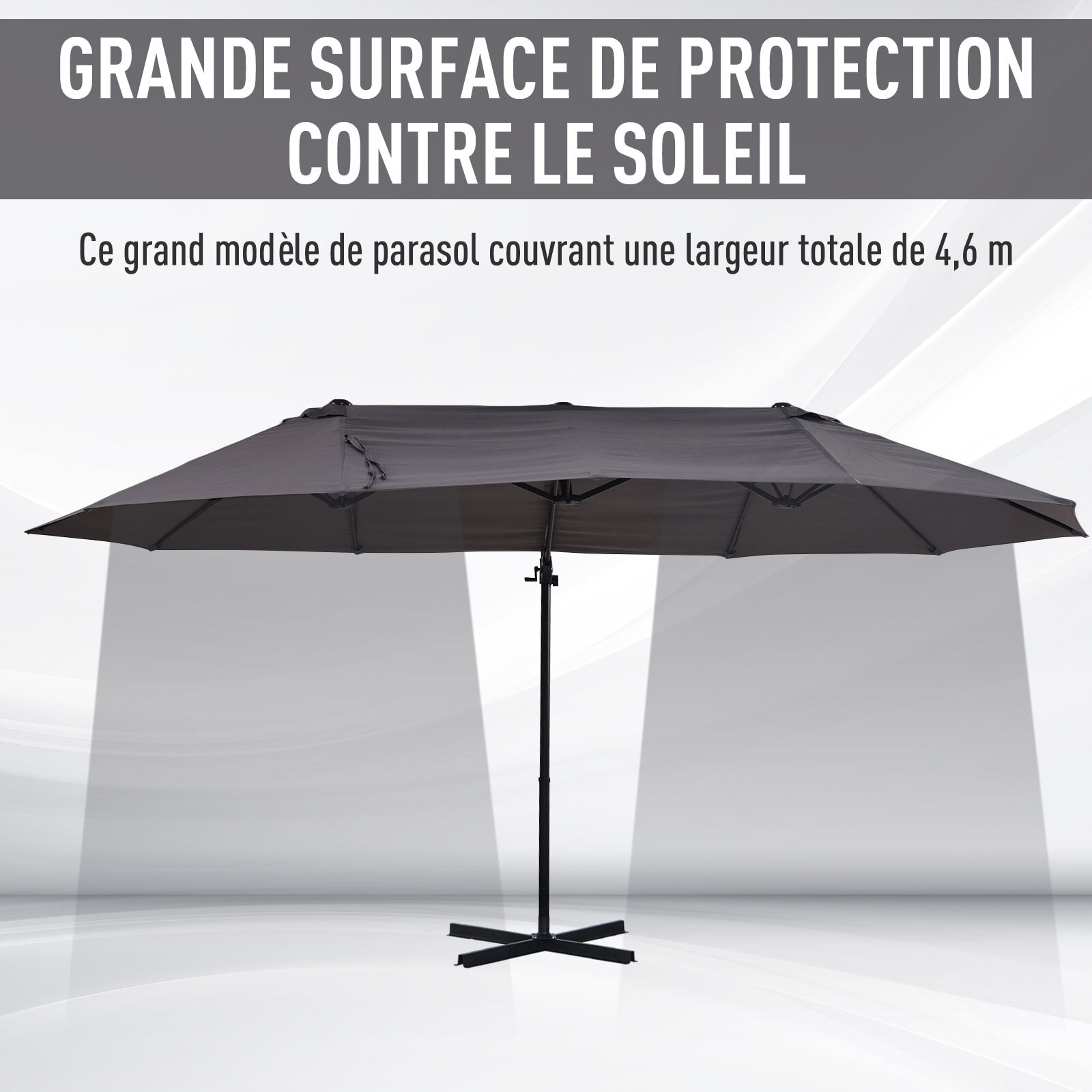 Parasol déporté grande taille – Design pratique – Pied inclus