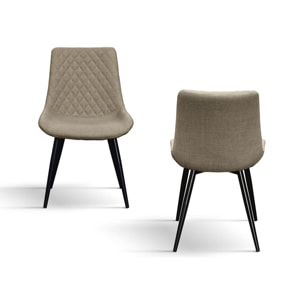 Set di 4 sedie VIENNA in tessuto beige e gambe in metallo nero