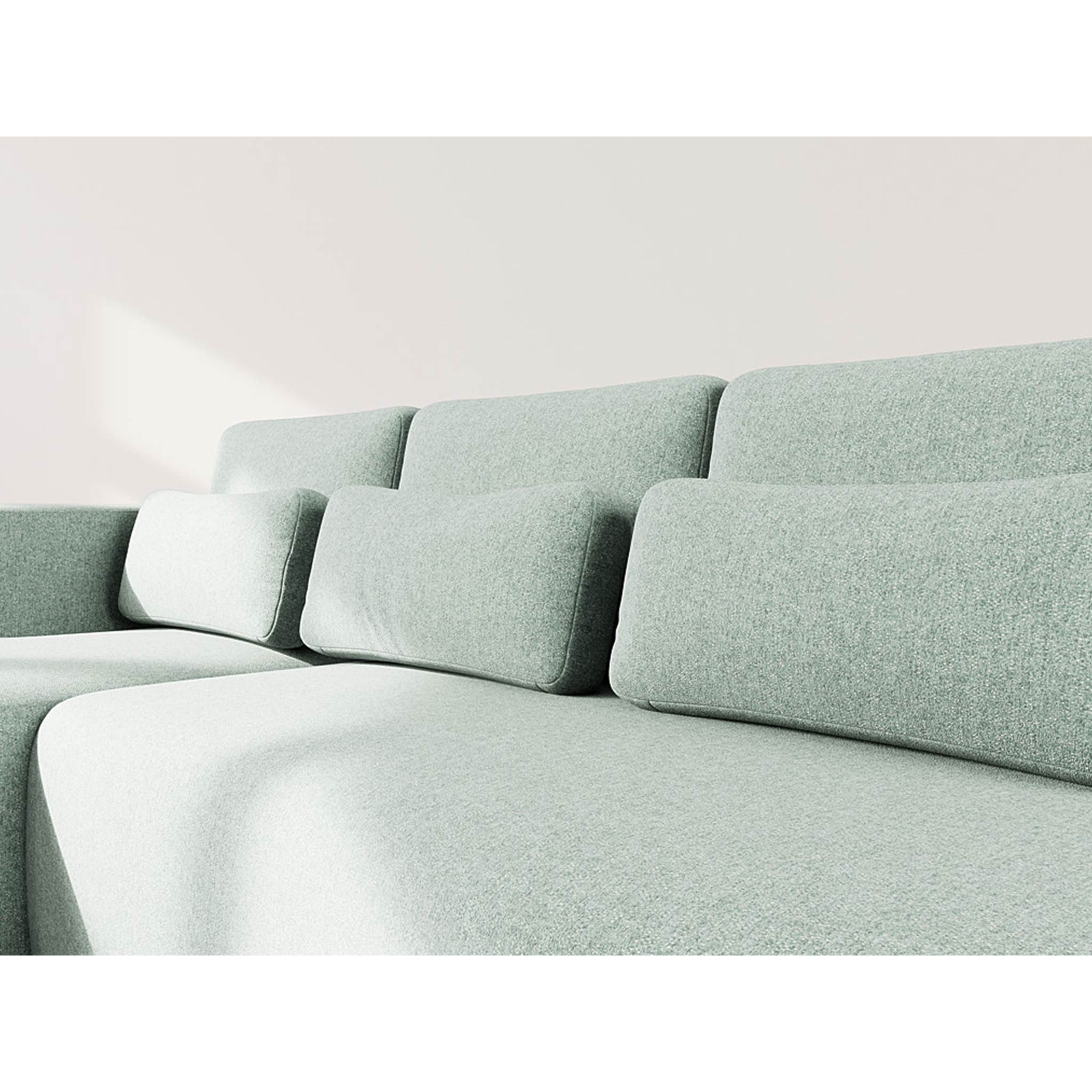 Mahina - canapé d'angle gauche 4 places convertible avec coffre en tissu texturé - Bleu