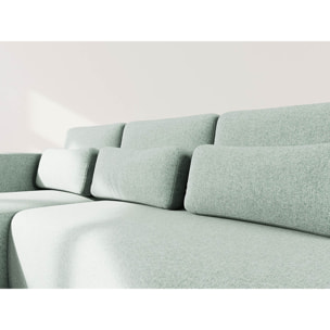 Mahina - canapé d'angle gauche 4 places convertible avec coffre en tissu texturé - Bleu