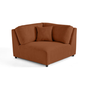 Garance - module d'assise d'angle réversible - en velours côtelé - Terracotta