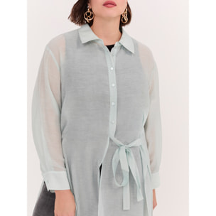 Fiorella Rubino - Camisa larga con lazos - Green Water