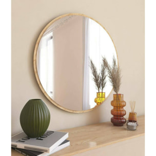 Specchio Adelasia, Specchiera, Articolo d'arredo a muro, Decorazione con specchio, 60x2h60 cm, Rovere