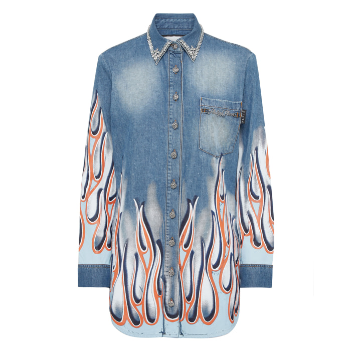 PHILIPP PLEIN Denim Shirt RACING