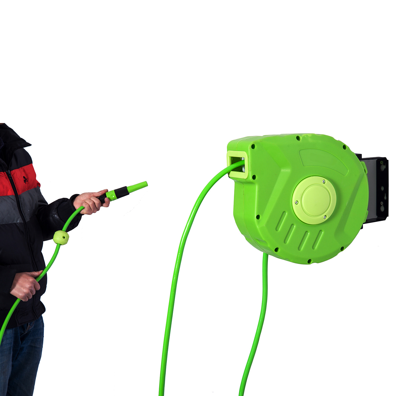 Carrete para Manguera Soporte Mural Portamanguera 10m Roll-up Automá¡tico Jardín