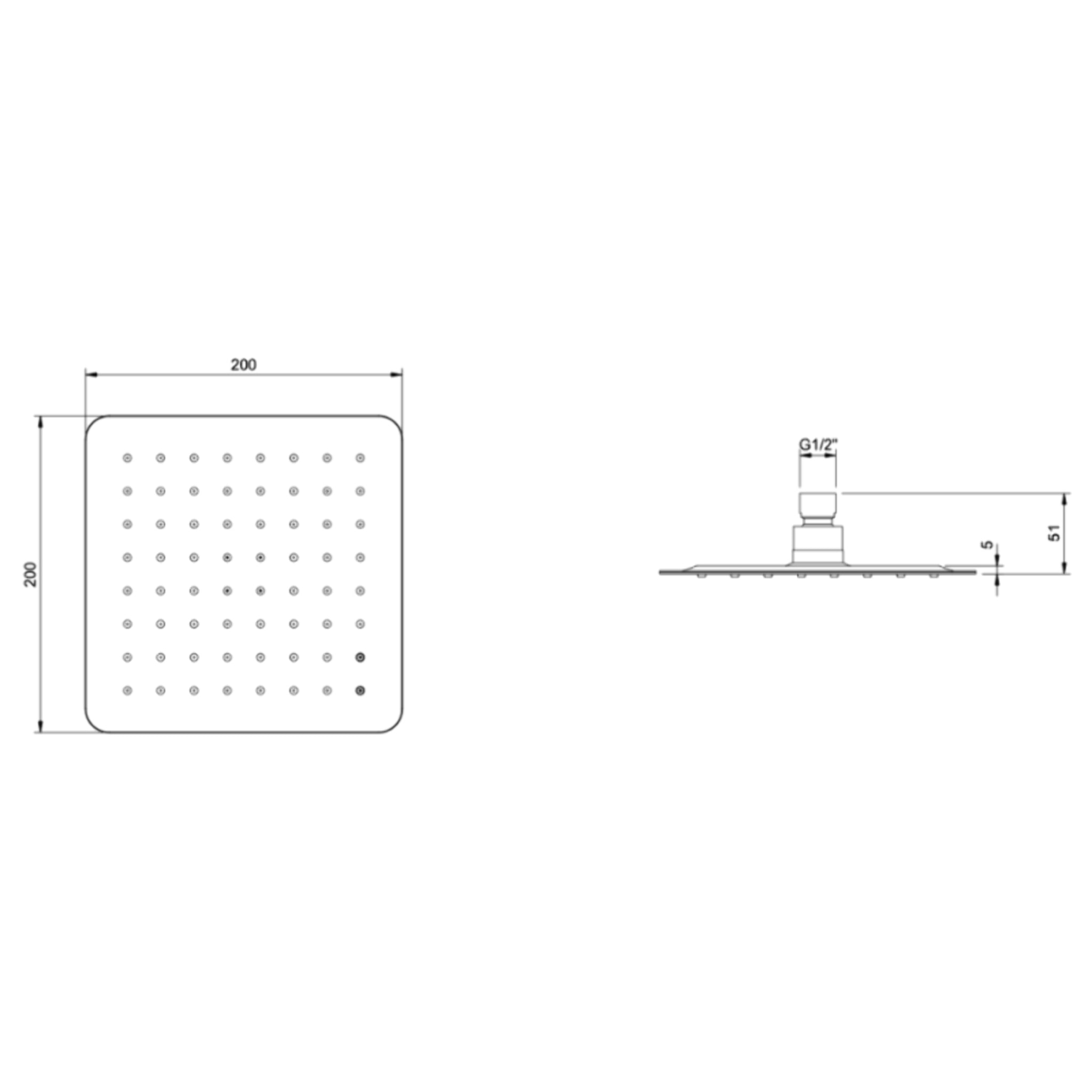Douche de tête 200 Universal rectangle Chrome