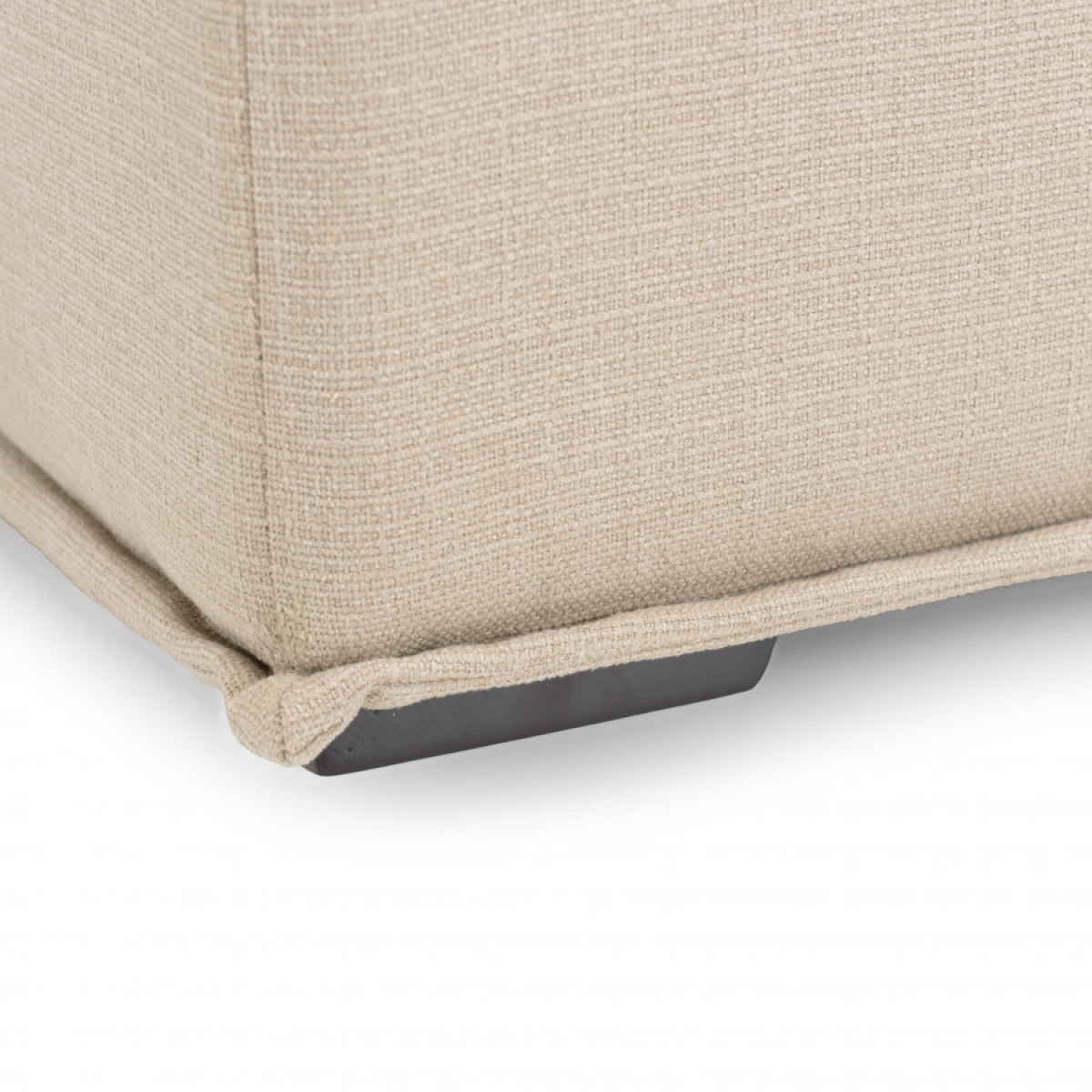 ALBANE - Chauffeuse capitonnée beige 100x100cm avec dossier et coussin