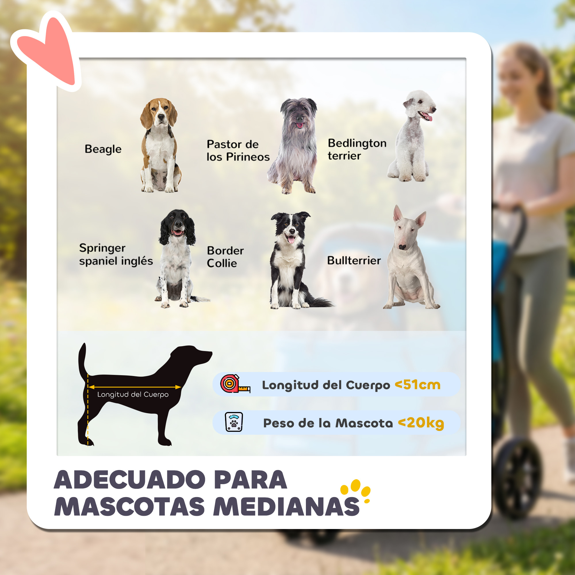 Carrito para Perros Plegable, Cochecito para Perros Medianos con 3 Ruedas, Ventanas de Malla, Cojín Lavable, Bolsilo, Correas de Seguridad, Frenos, Todo Terreno, Carga 20 kg, 92x63x95 cm, Azul