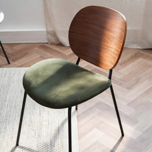 Lot de 2 chaises en velours vert kaki - Simone