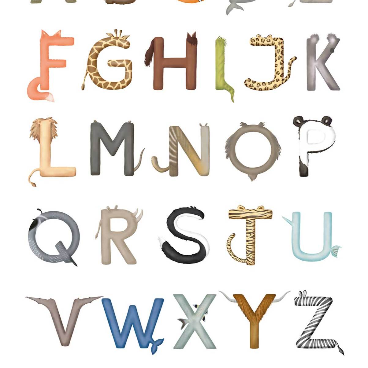 Affiche enfant lettres anglaises  Affiche sous cadre bois