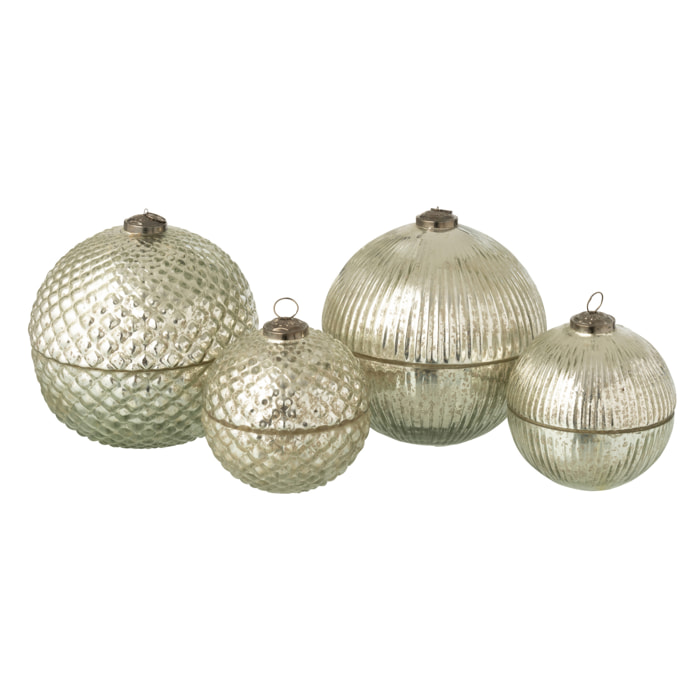 J-Line bougie parfumée Boule De Noël - verre - argent - large - 2 pcs