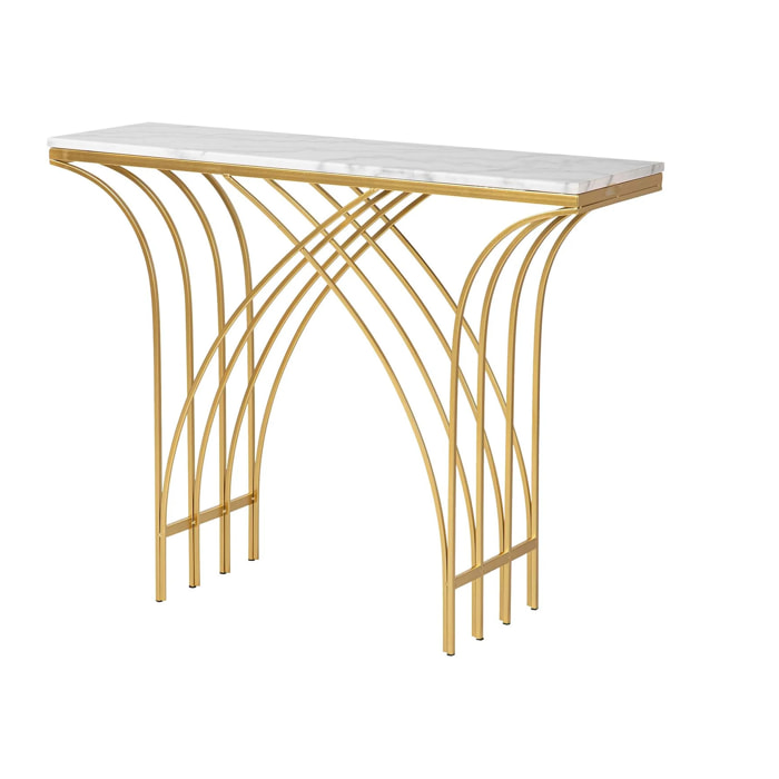 Consola Metal Mármol Blanco 104x30x79 Cm
