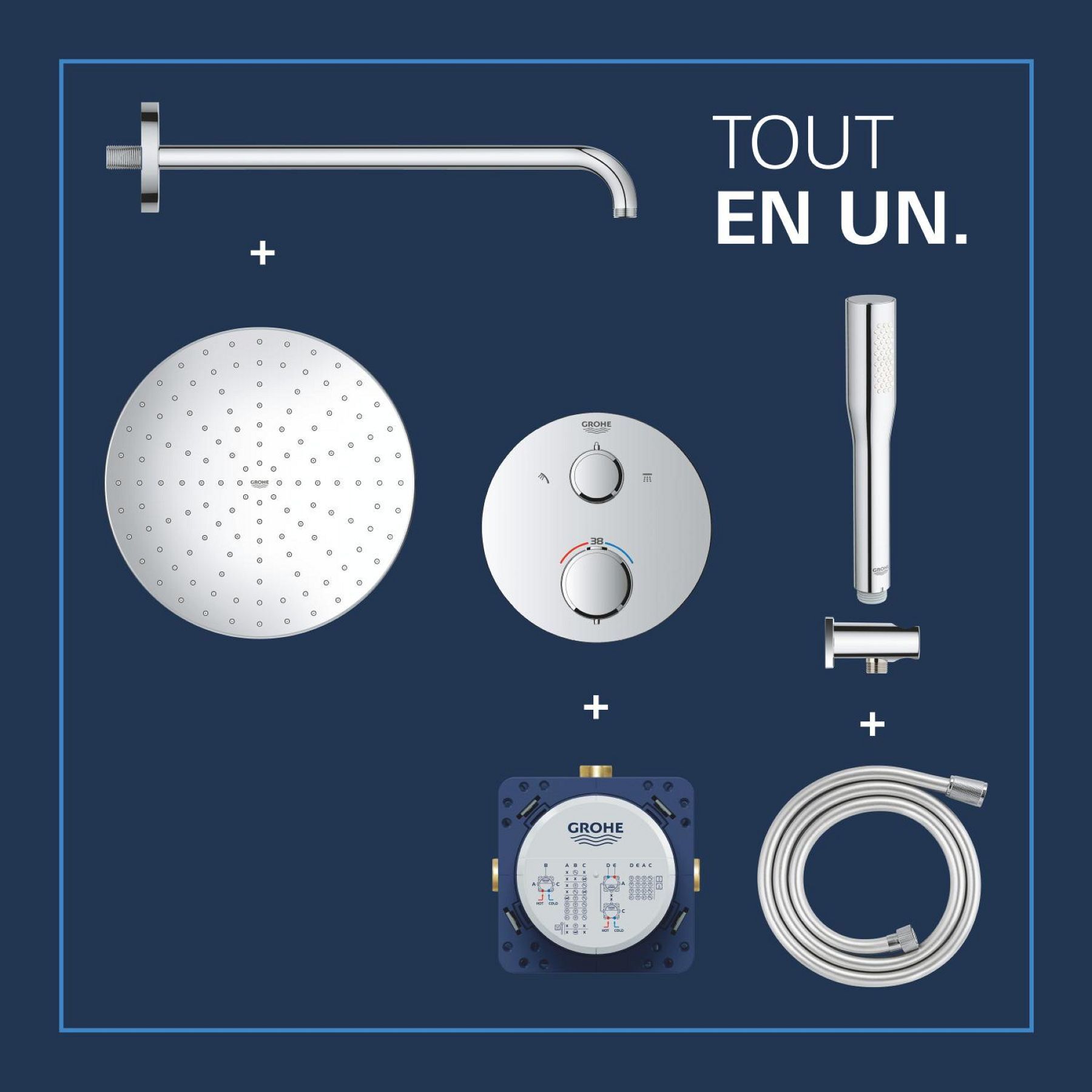 Pack douche encastrée Precision + Vitalio Rain Mono 310 chromé