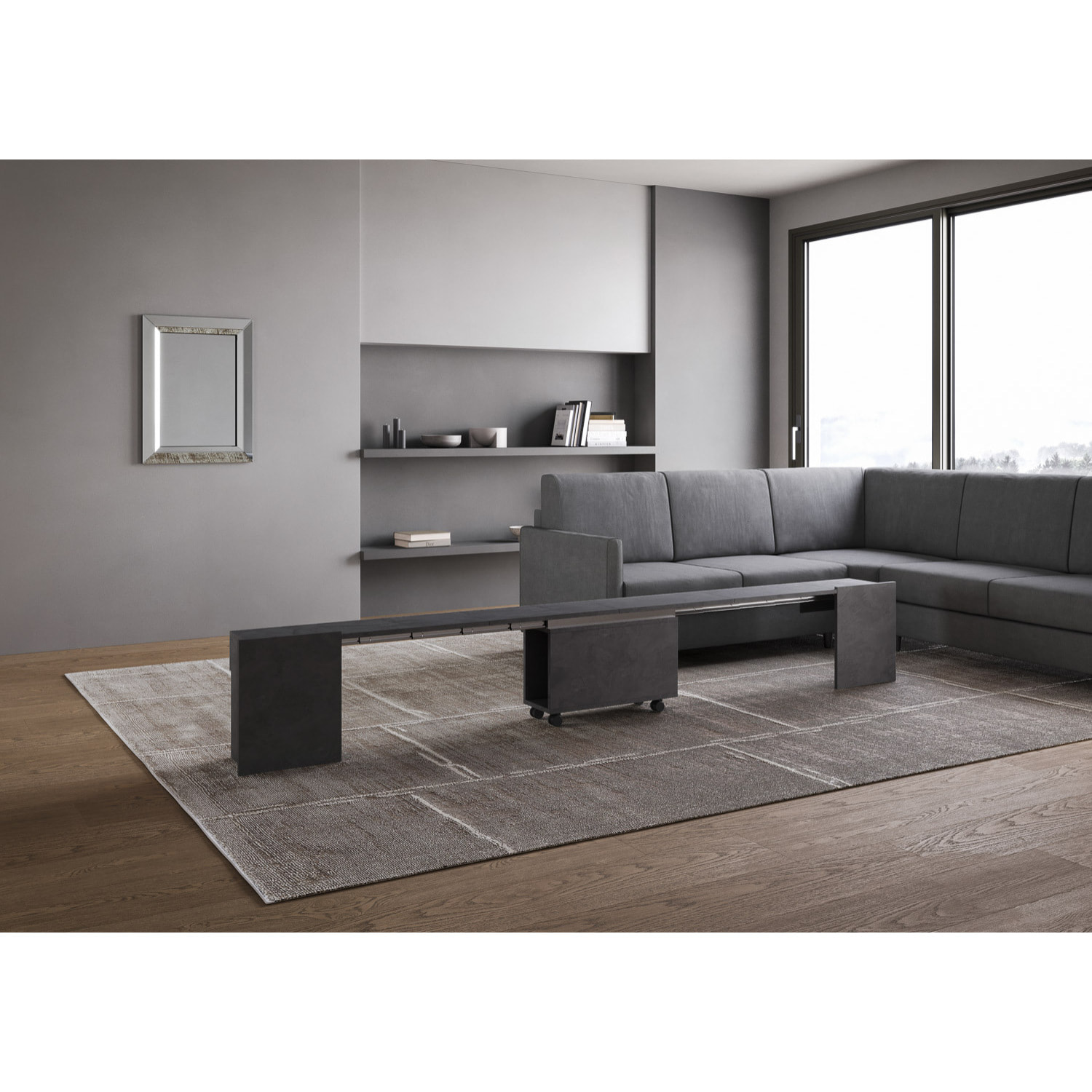 Panca inferiore allungabile 26x72/300 cm Evolve Antracite Spatolato allunghe interne