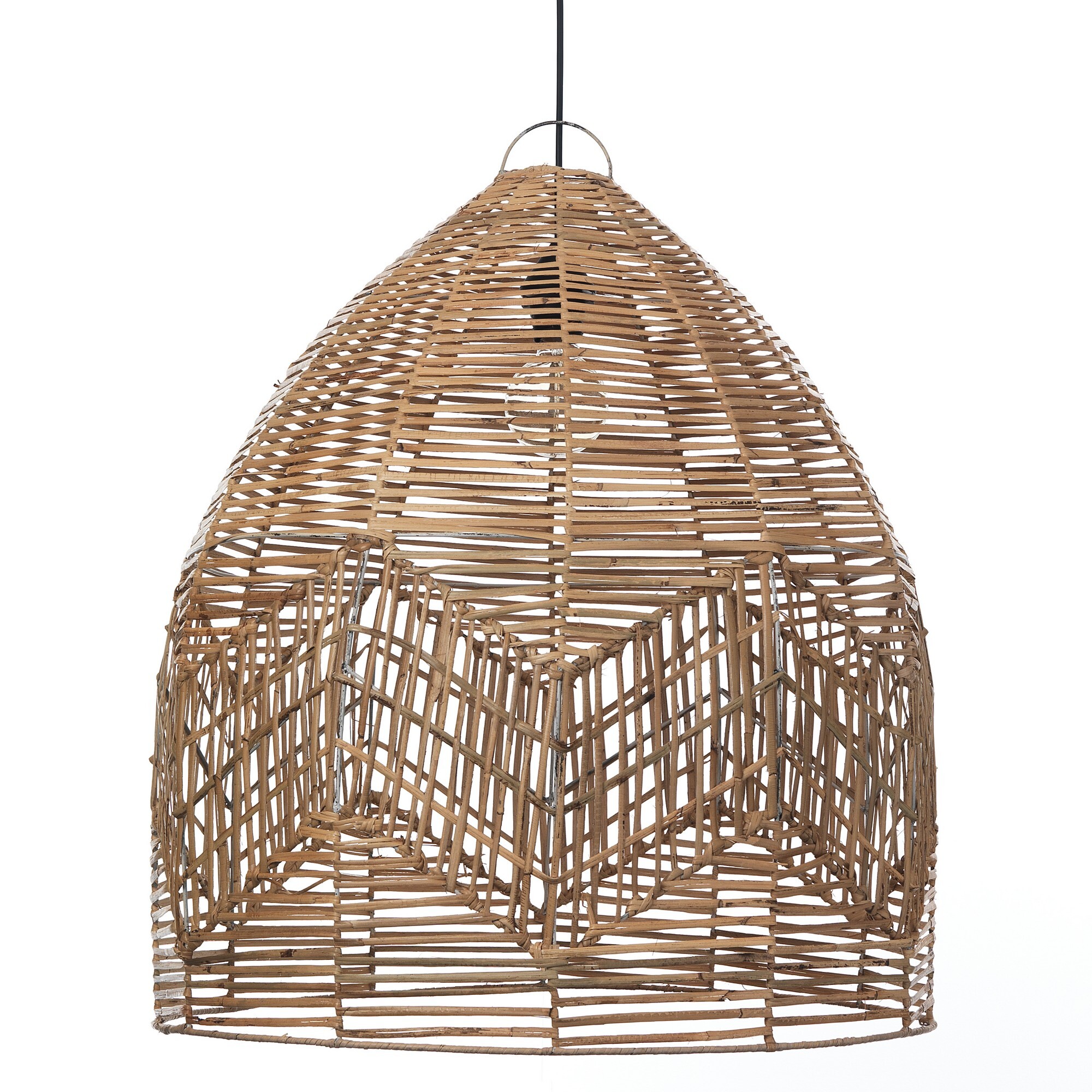 Suspension Tomasucci REETHA LARGE, en rotin, noir, 60 × 60 × 68 cm