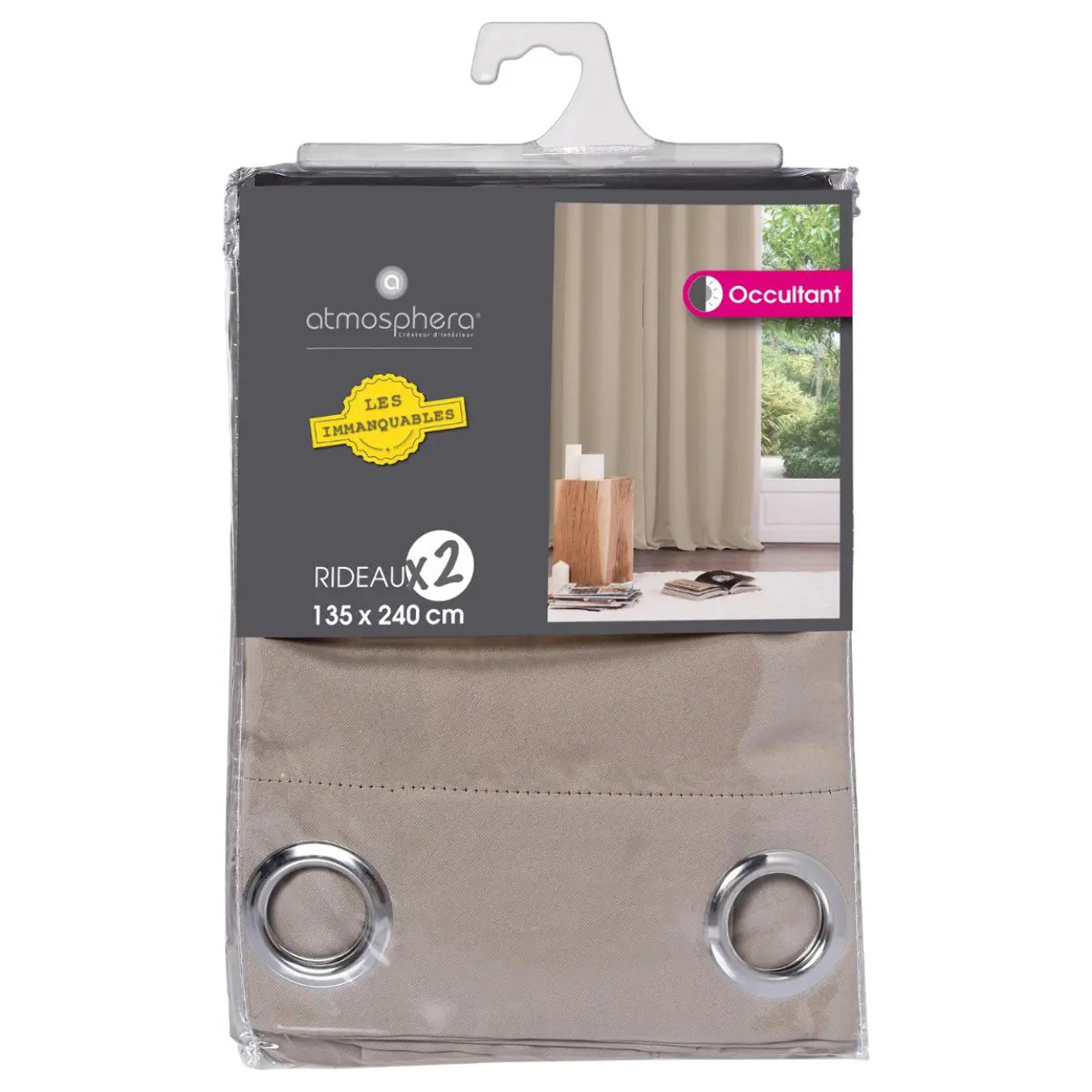 Lot de 2 rideaux occultants "Odelie" beige 135x240cm