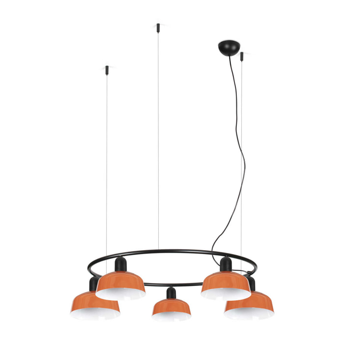 TATAWIN S metallo 5L Lampada sospensione circolare arancione rossastro