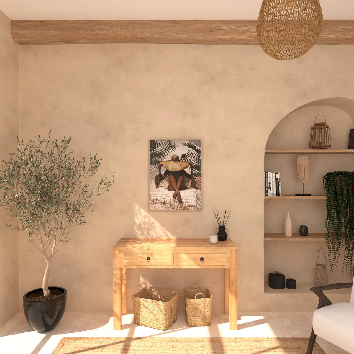 Toile imprimée Eliane - bois - 58x78 cm