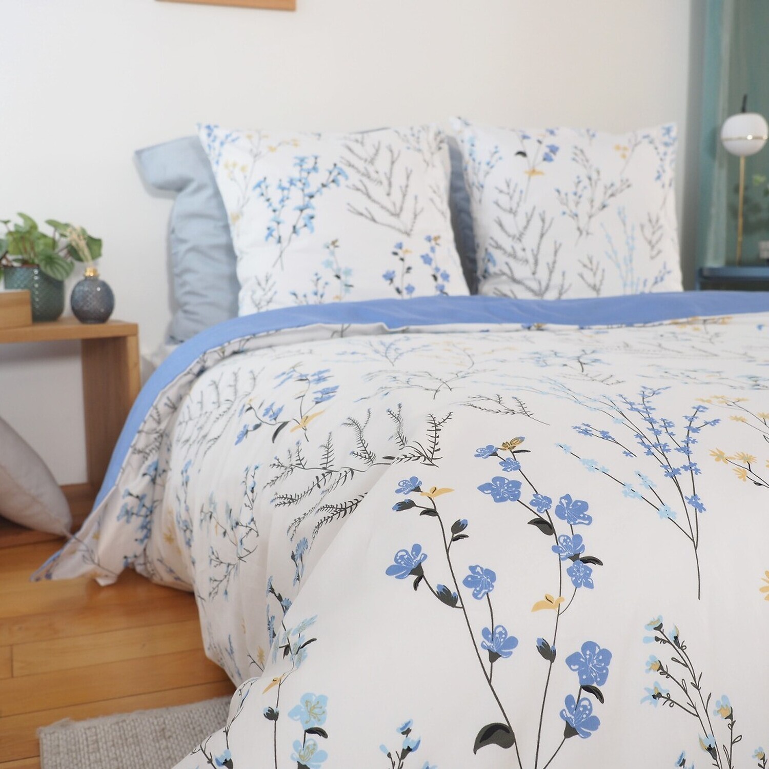 Parure Housse De Couette 3pcs 100% Satin De Coton 78fils Fanille