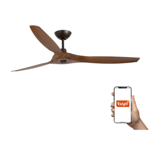 MOREA L Ventilateur de plafond rouille/noyer TUYA