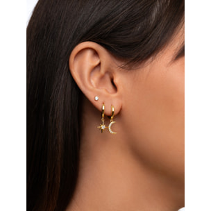 Orecchino Singolo Mini Spark Argento Placcato Oro